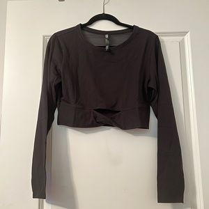 Victoria’s Secret Sport Black Mesh Long Sleeve Crop Top